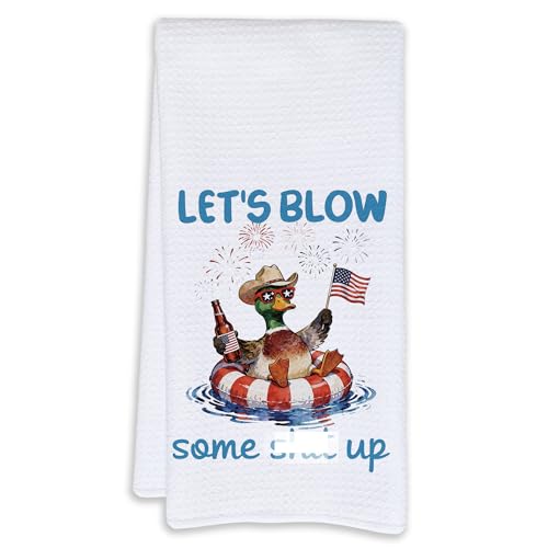 LCRBF Funny 4th of July Mallard Duck Kitchen Towels, Mallard Duck Lover Gifts, Patriotic Independence Day Dish Tea Hand Towels for Kitchen Bathroom Decor, 16x24 Inch