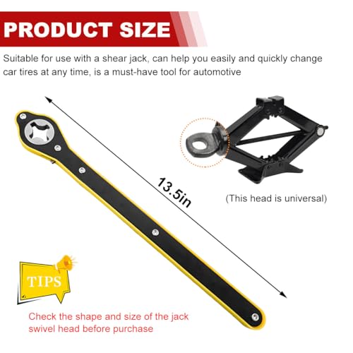 Image of Jack Ratchet Wrench, Car Steel Jack Long Handle Wrench Tool, 360 Rotating Labor-Saving Scissor Jack Wrench with Forward and Reverse Knobs, Universal Car Accessories (Without Accessories)