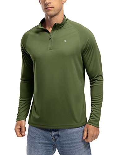 TBMPOY Men's Hiking Shirts 1/4 Zip Running Sun Protection Pullover Long Sleeve UPF 50+ Lightweight Fishing Rash Guard