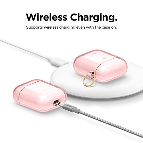 Image of elago Clear Airpods Case with Keychain Designed for Apple Airpods 1 & 2 (Lovely Pink)