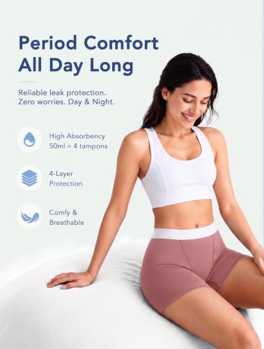 Image of TIICHOO Period Underwear for Women Heavy Flow Leakproof Boyshorts 5 Pack