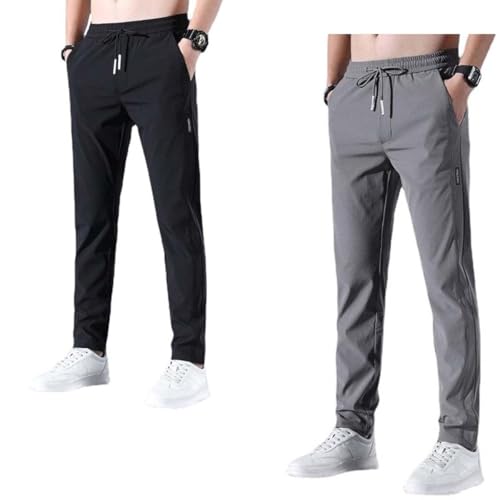 Pantalon de jogging en soie glacée haut de gamme avec doublure fluide pour homme