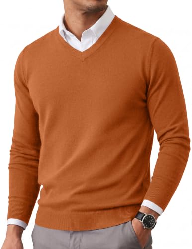Image of COOFANDY Mens Casual V Neck Sweater Knit Slim Fit Long Sleeve Pullover Top