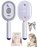 Electric Spray & Massage Hair Brush,Rechargeable 3-in-1 Water Mist Air Cushion Comb,Detangling Anti-Static Portable Styling Steam Comb for Women Girls,Home Curly Straight Hair Care Use(Purple)