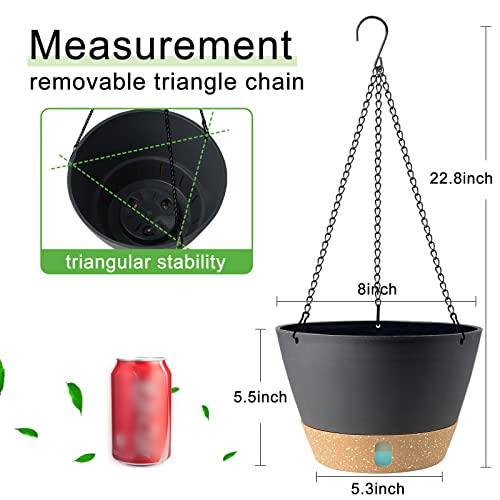 Demaciya Hanging Planters For Indoor Plants, 8 Inch Hanging Basket Plant Pots With 3 Hooks Modern Flower Pots Set Of 2 With Drainage Hole And Tray For Home, Garden, Outdoor Décor #TOP1