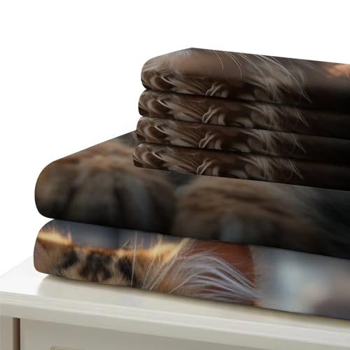 Parure de lit chat imprimé 3D avec housse de couette en microfibre et taies d'oreiller - 6