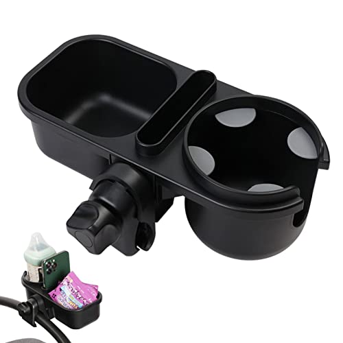 Generic Kinderwagen Getränkehalter, Tragbarer 3-in-1 Becherhalter Handyhalter für Kinderwagen, Fahrrad, Rollstuhl, Gehhilfe, Roller, Schwarz