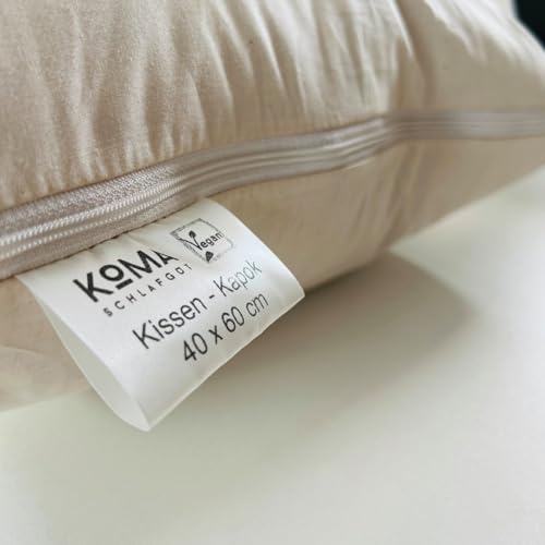 KOMA schlafgut Kapok Kopfkissen Classic, vegan, nachhaltig, Bio Premium Qualität Made in Germany aus Kapokfasern, Allergiker geeignet, atmungsaktiv (80 x 80 cm)