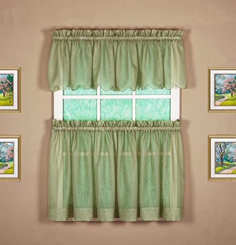 Today's Curtain Emelia Original Voile Tier Pair 36", Dusty Leaf, 60" W x 36" L