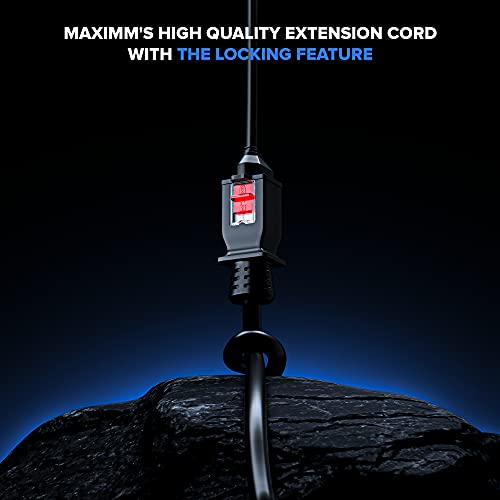 Maximm Extension Cord 6 Ft - Outdoor Extension Cord With Locking Connector, 3-Prong Plug, Rated Sjtw Jacket, Heavy-Duty Power Cord Up To 125V, Weatherproof Extension Cord, Etl Listed, Black (2 Pack) #TOP5