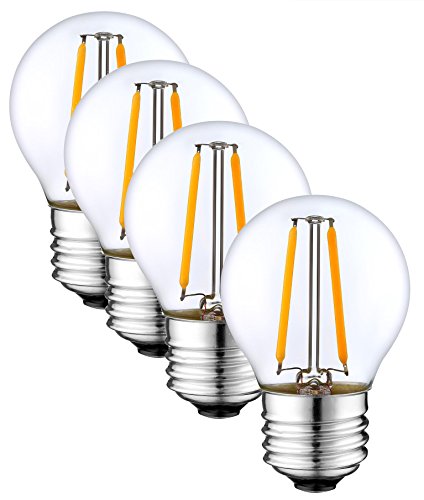 SleekLighting 4 Watt G16 E26 LED Filament Globe Light Bulb,Dimmble (35W Incandescent Replacement) Warm White 2700K - 4 pack