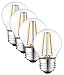 SleekLighting 4 Watt G16 E26 LED Filament Globe Light Bulb,Dimmble (35W Incandescent Replacement) Warm White 2700K - 4 Pack