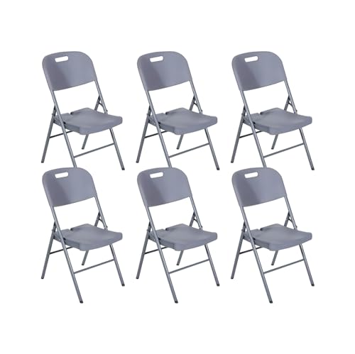 Solycarpa Pack 6 Sillas Plegables, Silla de Comedor, Oficina y Exterior, Grís, Contemporáneo, Acero Aleado y PVC, Plegable y Fácil de Transportar