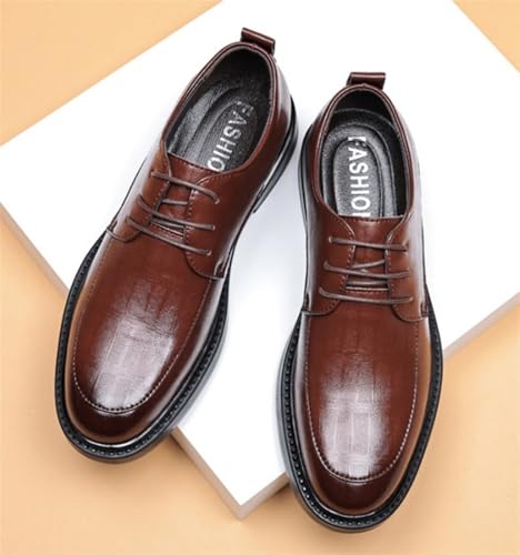 Mens Oxfords Shoes Comfortable Round Toe Business Casual Lace Up Derby Shoes Formal Platform Sneakers Leather Dress Shoes for Wedding Work Office3