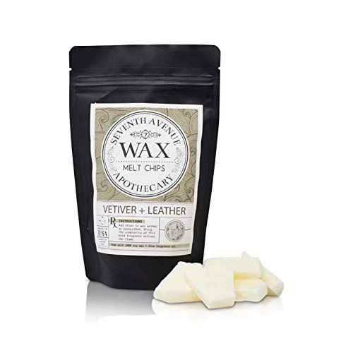 Premium Scented All Natural 100% Soy Wax Warmer Melts - Vetiver + Leather - 5 oz. net. wt. Bag- Hand Made in The USA