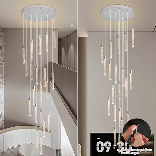 Image of 20-Lights Bubble Crystal Chandelier for Entryway High Ceiling,Chrome