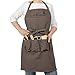 Fartuch ogrodniczy lub kuchenny czekoladowy La Cordeline CJN45F, haftowany, 100% bawełna, wielobarwny, wzmocnione szwy