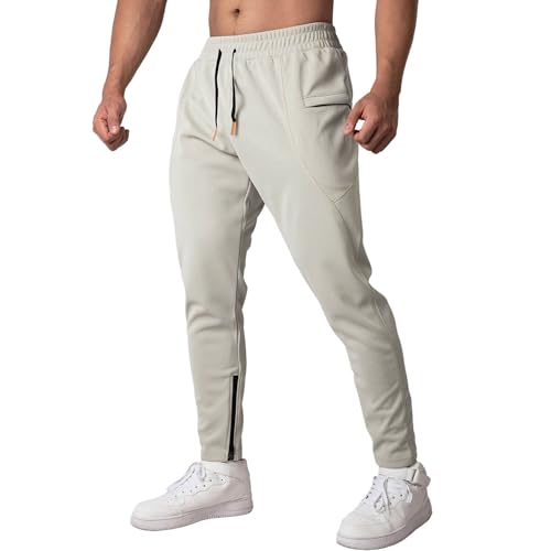 Outdoor Sweatpants Mens Sports Draswting Pockets Skinny Ankle Zipper Casual Pants Solid Color Active Trousers