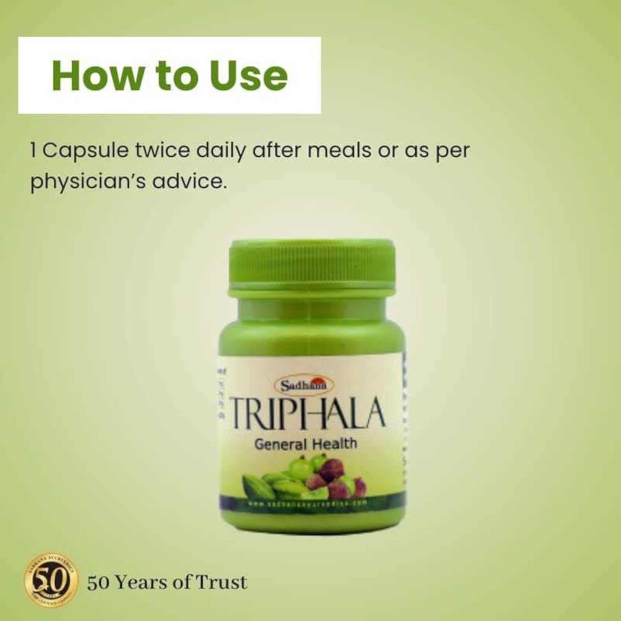 Triphala Ayurvedic Capsules, Pack of 3, 180 Count