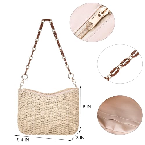 YYW Small Handmade Straw Bag for Women, Natural Summer Beach Shoulder Bag Rattan Crossbody Purse for Women2