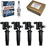 4 Ignition Coils + 4 Autolite AP104 Platinum Spark Plugs For Ford Mazda Mercury