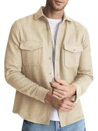 Runcati Herren Casual Hemdjacke Button Down Shirt Jacke Leichte...