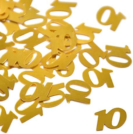 Hrovsur Gold 10 Confetti Glitter for Birthday - Number 10 Confetti Table Sprinkle Confetti For Wedding Anniversary Party Supplies, 10th Birthday Decorations
