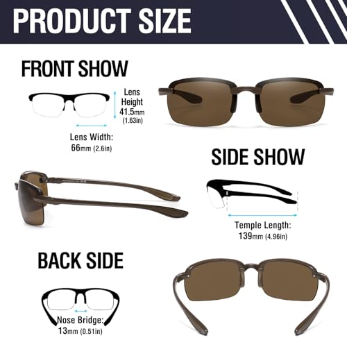 DUCO Sports Sunglasses for Men Women Lightweight Rimless Frame Polarized Sun Glasses Running Fishing Driving DC60032