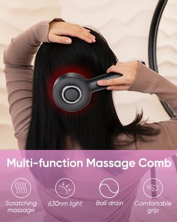 Image of BINSBARRY Premium Head Scalp Electric Massager Comb | Scalp Massaging Brush with 3 In 1 Hair Oil Applicator | IPX7 Water Resistant,Portable Deep Massager For Hair & Head Relaxation at Home | Shiatsu Massage for Hair Growth /Stress Relax (Multicolor)
