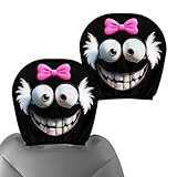Arroopu Fundas Para Reposacabezas De Coche,2 Piezas Protector Para Reposacabezas De Asiento - Almohadilla Decorativa Con Ojos De Dibujos Animados Tela Suave | Para Automóvil Familiar Camión