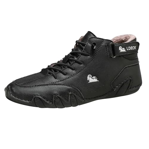 Generisch Zapatos de invierno cómodos y antideslizantes para mujer, zapatos ligeros para exteriores, zapatos ligeros con forro cálido, zapatos de invierno, zapatos descalzos, botas de nieve, Negro