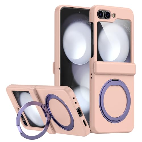 Protection Samsung Galaxy Z Flip 5 contre les chutes avec anneau anti-glisse rose