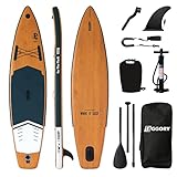 【MOST VERSATILE iSUP】Measuring 335 × 81 × 15 cm and a max weight capacity of 170 kgs, EGGORY wood grain color SUP creates the perfect platform to bring your children or pets along for the ride. This inflatable stand up paddle board performs great with any water sports (exploring, touring, fishing, yoga) for people of all skill levels and sizes.