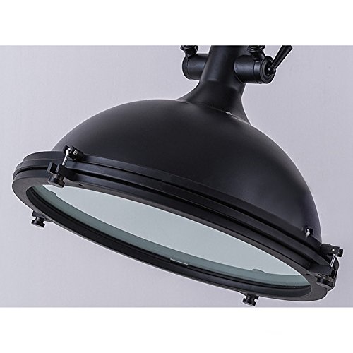 LITFAD Industrial Nautical Pendant Light 16" Wide Single Pendant with Frosted Diffuser Mounted Fixture LED Ceiling Hanging Light in Black - Image 7