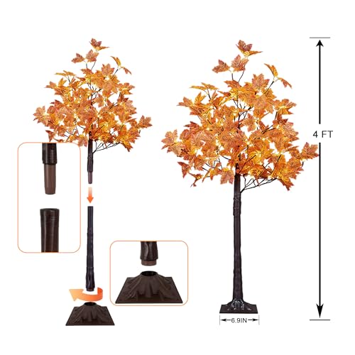  2PCS 4FT 144LED(72LED Each) Artificial Lighted Maple Tree - image 6