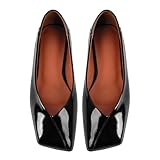 Women's Patent Leather Ballet Flats Fashion Square Toe Ballet Flats Loafer Shoes for Women Slip on Dress Shoes Black Size 9