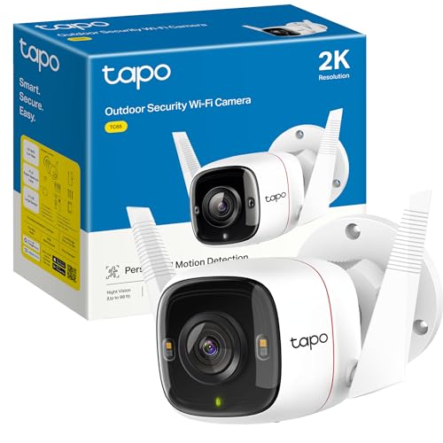 Tapo Outdoor Security Camera, Weatherproof, flexible installation, No Hub Required, Works with Alexa & Google Home, 3MP Ultra-High Definition, Automatic Siren, 2-way Audio, SD Storage (TC65)