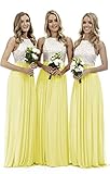 Lecureler Long Lace Prom Bridesmaid Dress Yellow Size 12