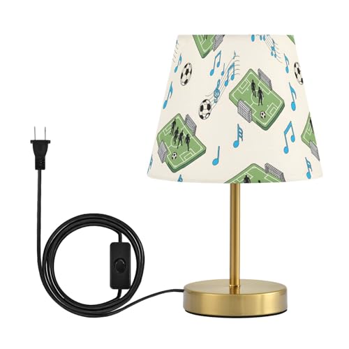 JULYTO Soccer Field Music Notes Desk Lamp with Fabric Shade