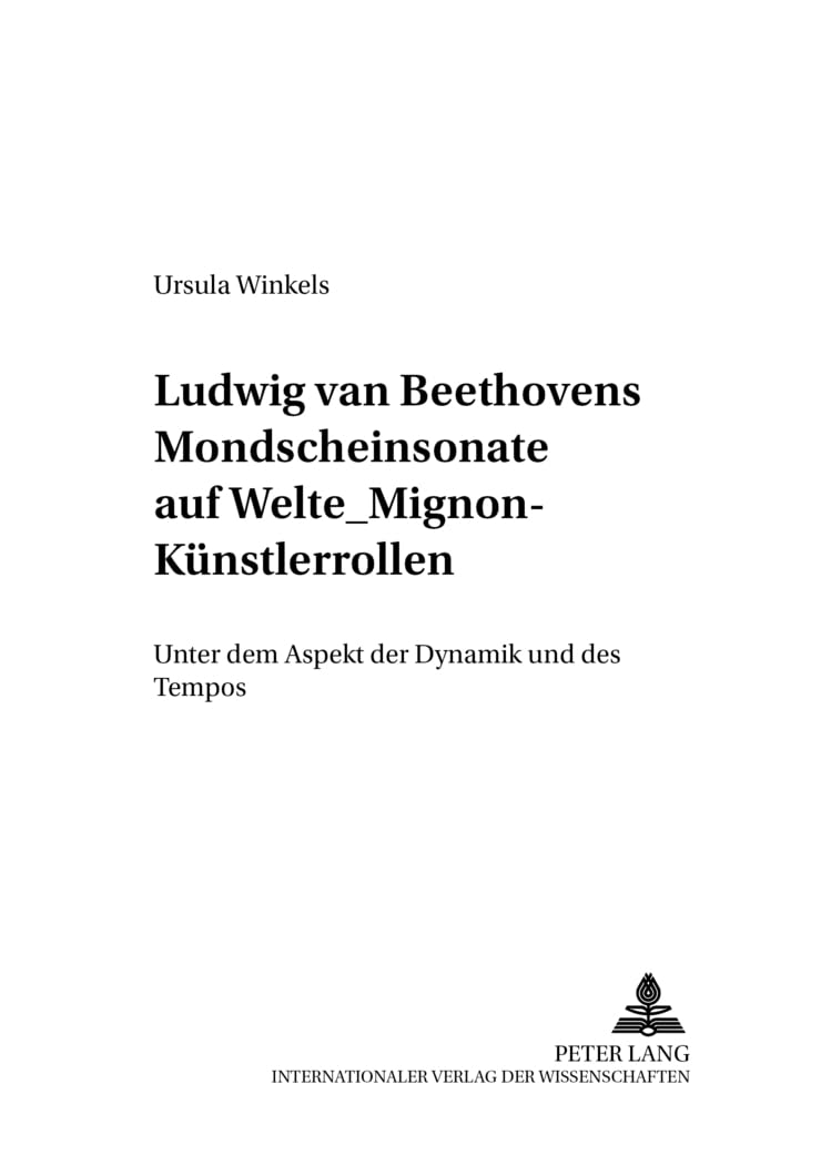Mondschein-Sonate auf Welte-Mignon-Kunstlerrollen livre analyse Beethoven
