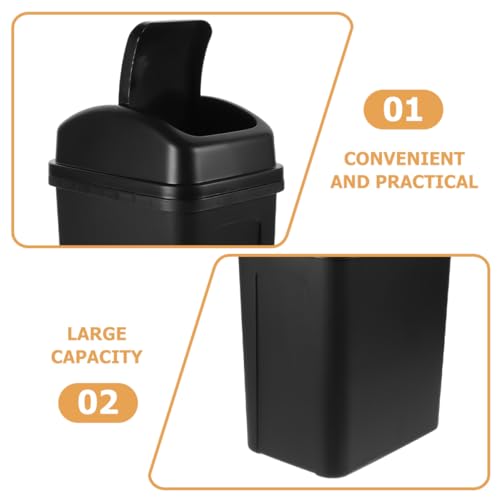 Bote de basura rectangular compacto VICASKY negro miniatura 3