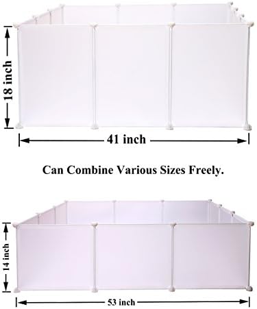 Langxun Free Adjustable Size and Height of DIY Pet Playpen - Plastic Yard Fence for Small Animals - DIY Closet Organization System, Plastic Wire Storage Cubes Organizer - Frosted White 12 Panels