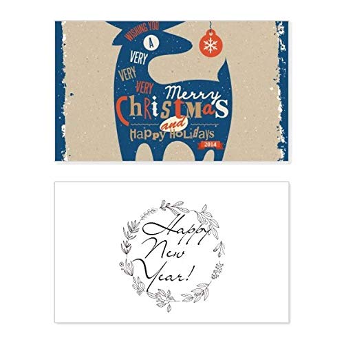 Tarjeta de Navidad y Año Nuevo: ciervo azul con mensaje conmemorativo de bendición