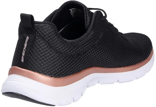 Skechers Skechers Women's Flex Appeal 4.0 Brilliant View Sneaker, Black Mesh Rose Gold Trim, 10 UK