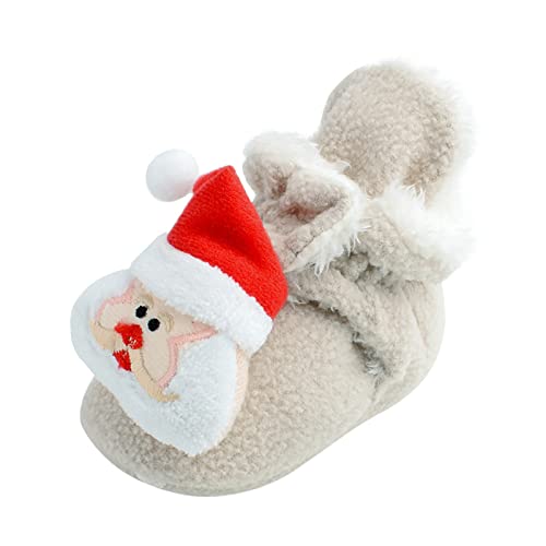 Baby Fleece Booties Infant Girl Boy Cozy Non-Slip Soft Slippers Warm Winter Sock Shoes Toddler Comfort Snow Boots (Khaki, 0-6 Months)