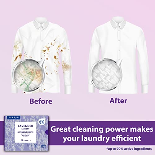 Xcleen Laundry Detergent Sheets Lavender Scent (60 Loads), Eco-Friendly, Plastic Free, Biodegradable, Hypoallergenic Laundry Strips For Sensitive Skin, Great For Travel Home And School #TOP2