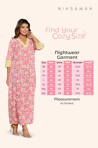 Image of NIHSAMAH Cotton Nighty for Women - Printed Stylish Night Gown, Comfortable Sleepwear Long Nightwear, Maxi