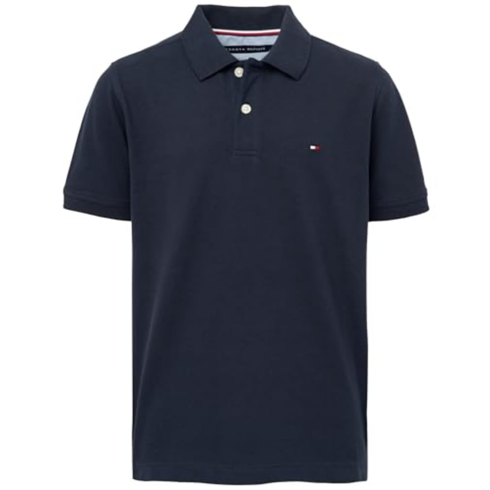 Tommy HilfigerBoys Short Sleeve Premium Pique Polo Shirt, Button Closure, Soft & Comfortable