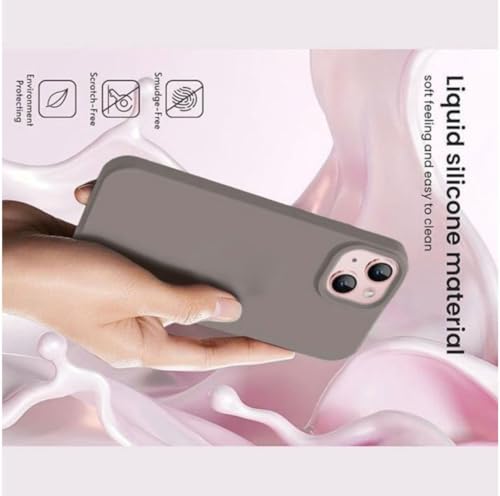 Image of Premium Liquid Silicone Case for iPhone 13 - Slim Full Body Protective Back Cover with Soft Microfiber Lining, Anti-Slip Grip Scratch Resistant Phone Case (Light Grey)