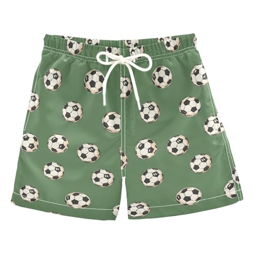 ALAZA Football Ball Soccer Green Boys Quick Dry Beach Board Shorts Kids Swim Trunks Bathing Suit Swimsuit